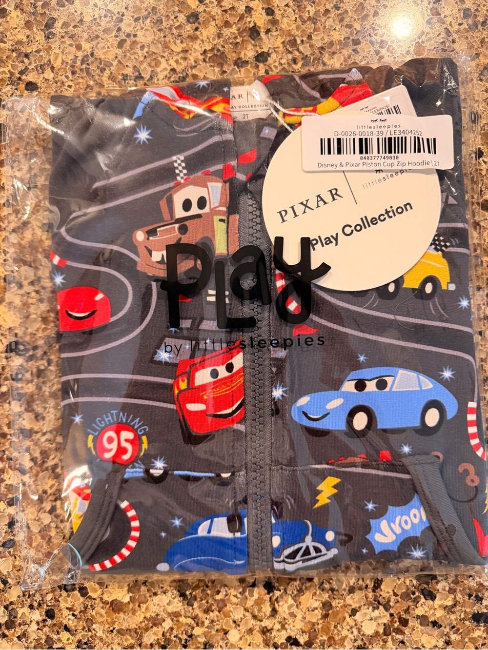 Little Sleepies Cars Piston Cup Zip Hoodie - Gray with Multicolor Cars